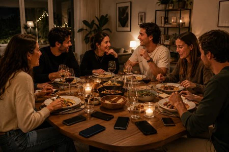 coger el móvil en un entorno social