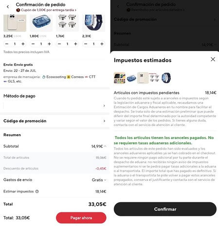 Aduanas Aliexpress
