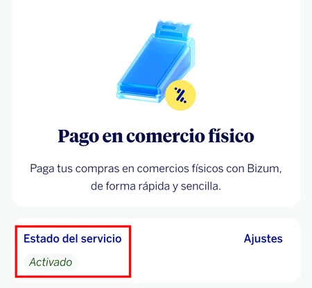 Bizum PAY activo en la app