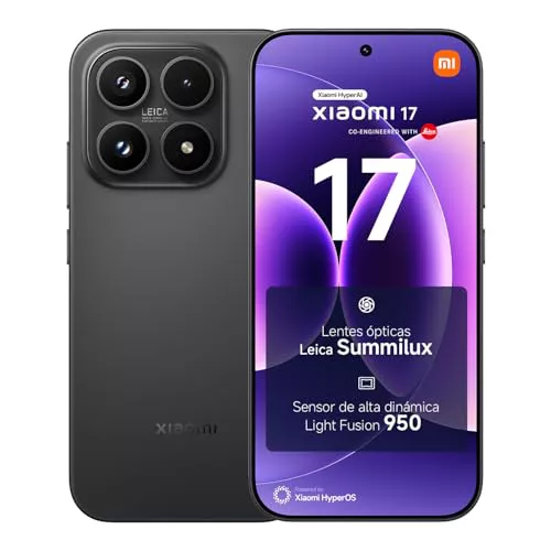 XIAOMI 17 - Smartphone de 12+512GB, Lentes óptica Leica Summilux, Snapdragon 8 Elite Gen 5, HyperAI, 1 año de garantía Extra, Cargador no Incluido, Negro (Versión ES)