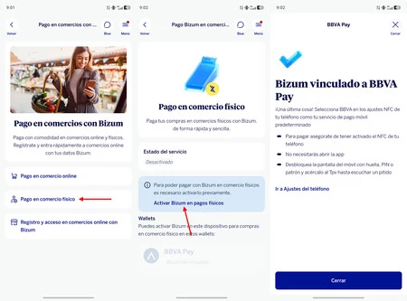 Pasos para activar Bizum Pay en la aplicación del BBVA para Android